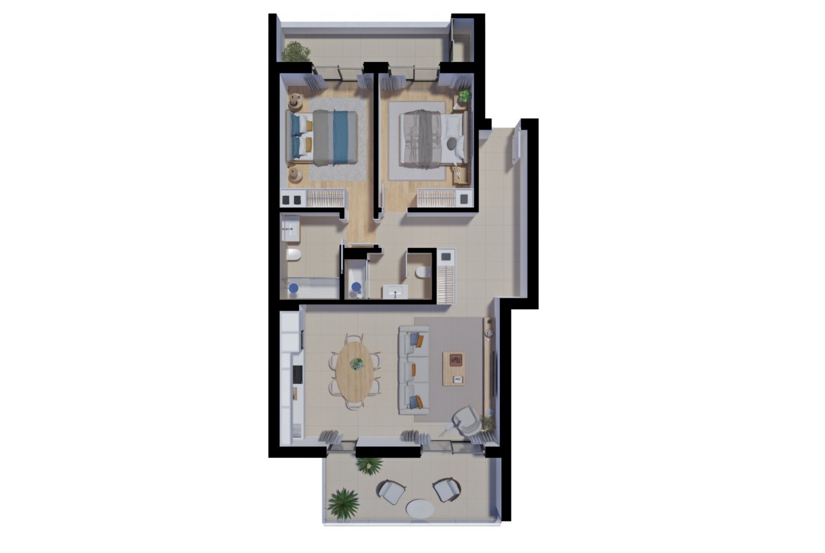 Interior of Salinas Residence T2 apartment, unit 1.1 & 2.1, Tavira, Algarve