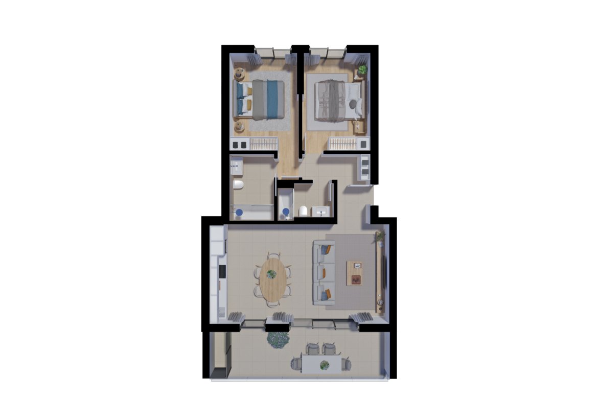 Interior of Salinas Residence T2 apartment, unit 1.2 & 2.2, Tavira, Algarve