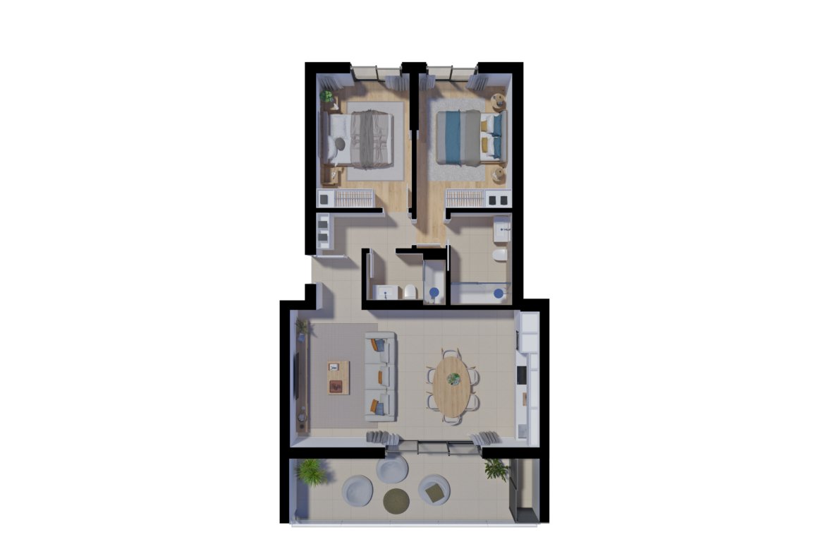 Interior of Salinas Residence T2 apartment, unit 1.3 & 2.3, Tavira, Algarve