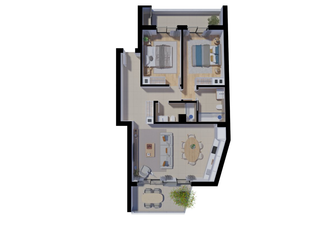 Interior of Salinas Residence T2 apartment, unit 1.4 & 2.4, Tavira, Algarve