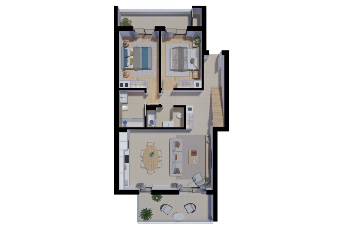Interior of Salinas Residence T2 apartment, unit 3.1, Tavira, Algarve