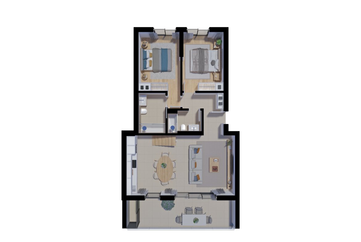 Interior of Salinas Residence T2 apartment, unit 3.2, Tavira, Algarve