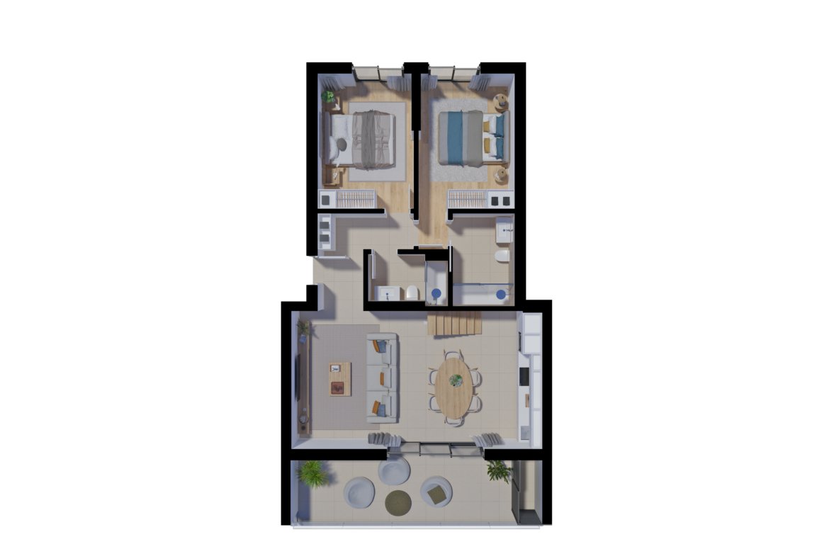 Interior of Salinas Residence T2 apartment, unit 3.3, Tavira, Algarve