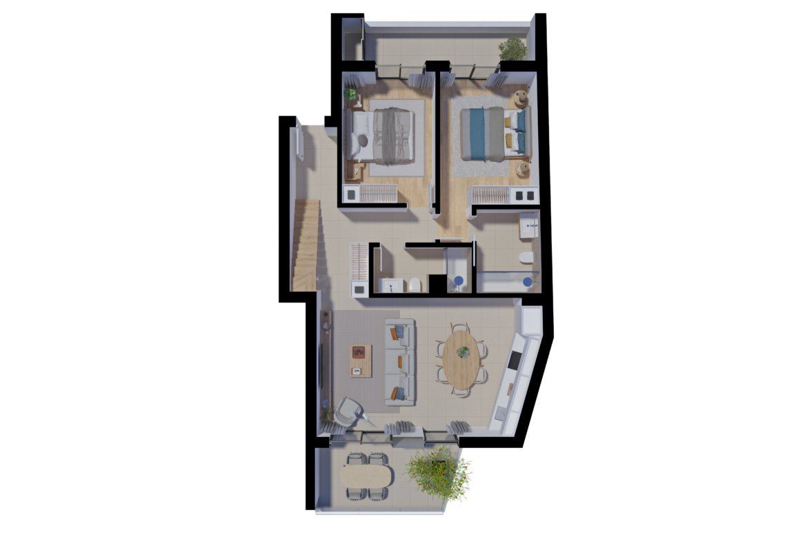 Interior of Salinas Residence T2 apartment, unit 3.4, Tavira, Algarve