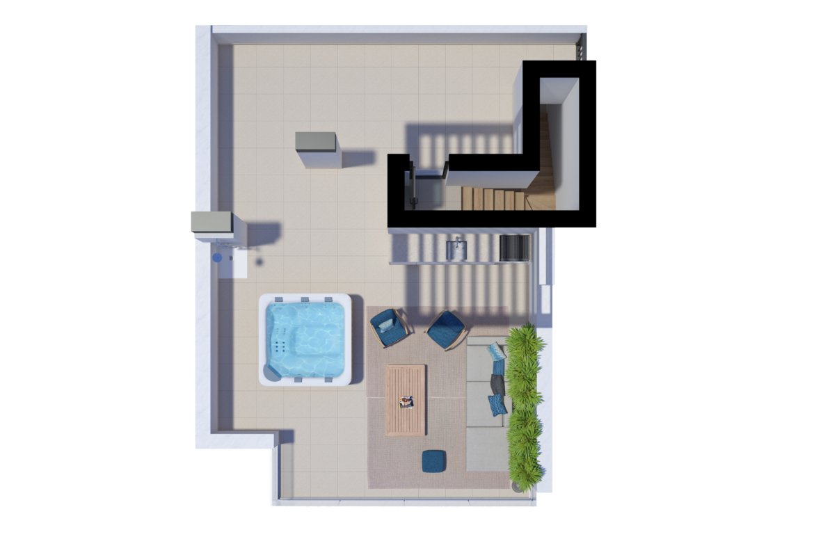 Private rooftop terrace with jacuzzi pre-installation, Salinas Residence top-floor T2 apartment unit 3.1, Tavira, Algarve