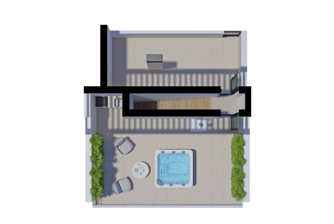 Private rooftop terrace with jacuzzi pre-installation, Salinas Residence top-floor T2 apartment unit 3.2, Tavira, Algarve