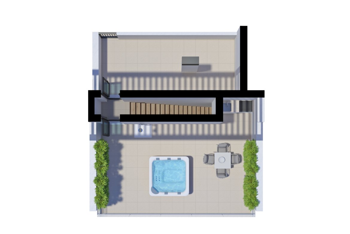Private rooftop terrace with jacuzzi pre-installation, Salinas Residence top-floor T2 apartment unit 3.3, Tavira, Algarve
