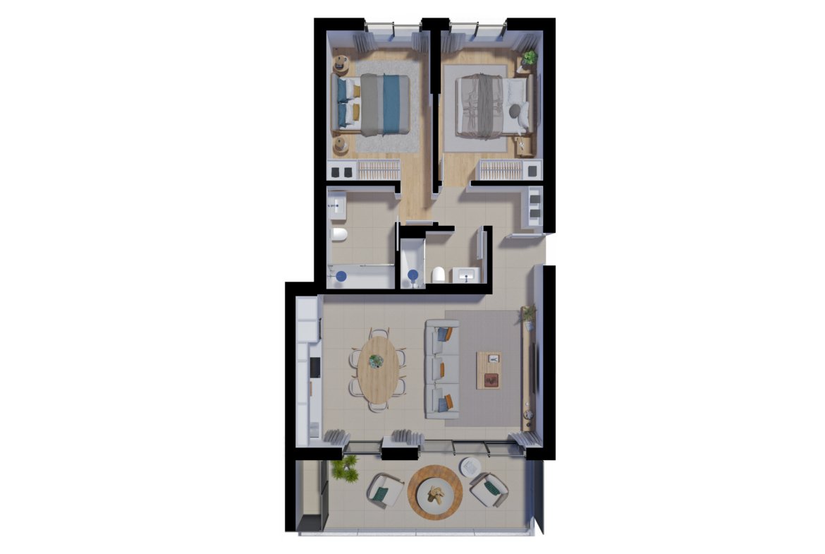 Floor plan for Salinas Residence T2 apartment, ground floor unit 0.2, Portas do Sol, Tavira