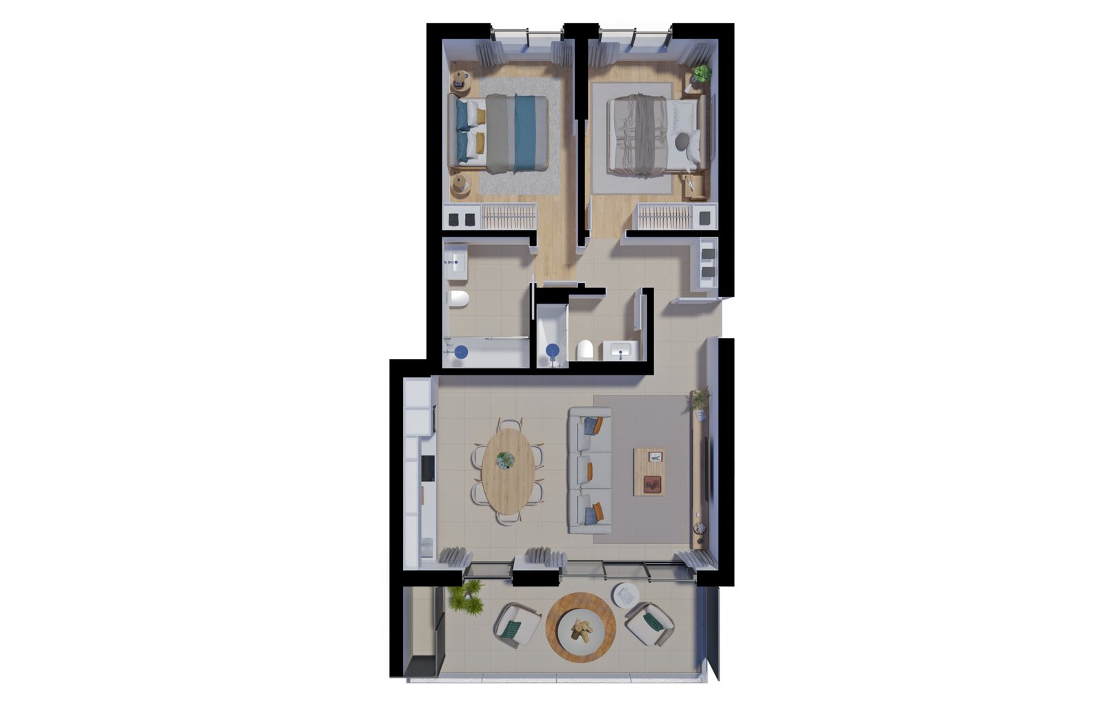 20260317_Planta_RC_2_T2 Floor plan for Salinas Residence T2 apartment, ground floor unit 0.2, Portas do Sol, Tavira