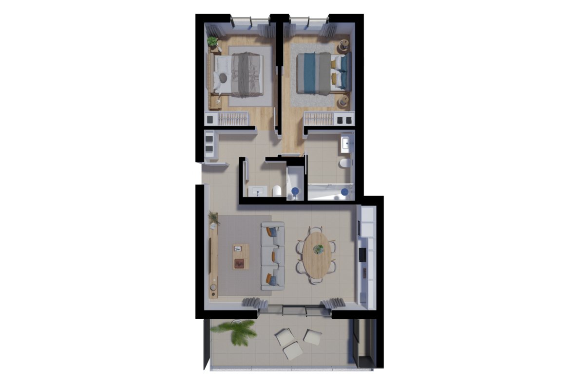 Floor plan for Salinas Residence T2 apartment, ground floor unit 0.3, Portas do Sol, Tavira