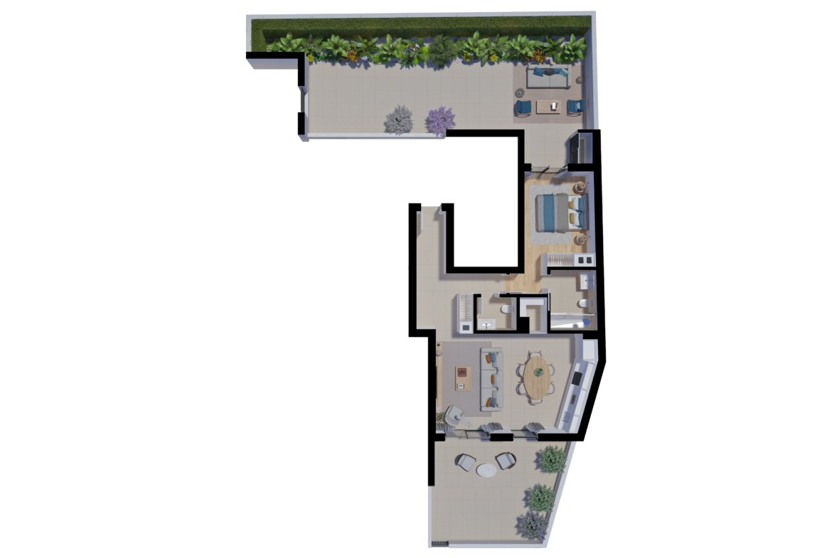Floor plan for Salinas Residence T1 apartment, ground floor unit 0.4, Portas do Sol, Tavira